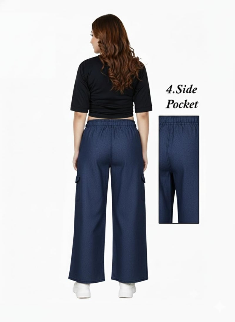 VIG TRENDS Women's Cargo Pants with Drawstring, Wide Leg Casual Trousers with 4 Side Pockets - Image 5